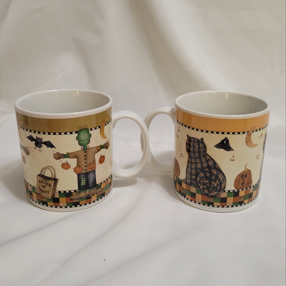 Sakura Debbie Mumm 2001 Fall coffee mugs Halloween stoneware - Picture 2 of 4